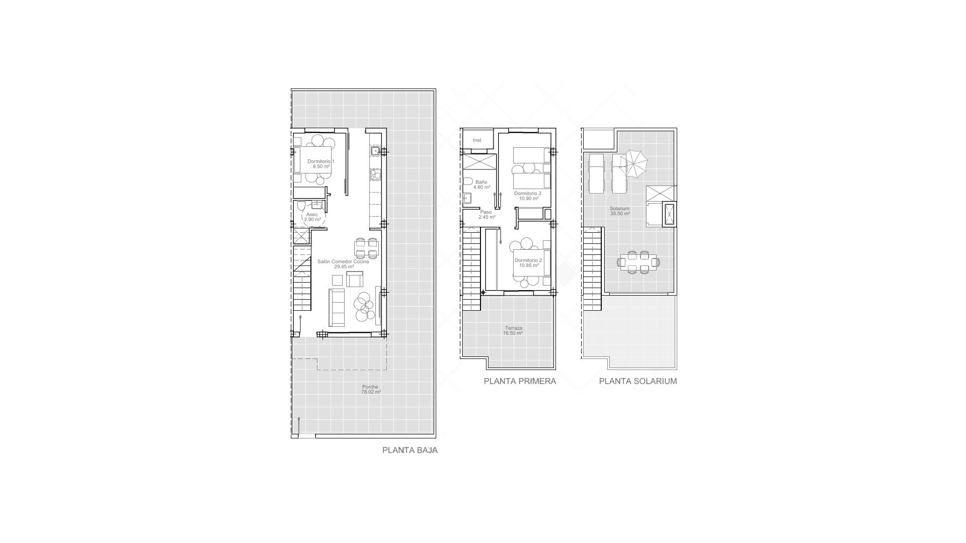 Townhouse floor plan, 3 bedrooms in VISTA AZUL XXXVIII LO MONTE No. 6